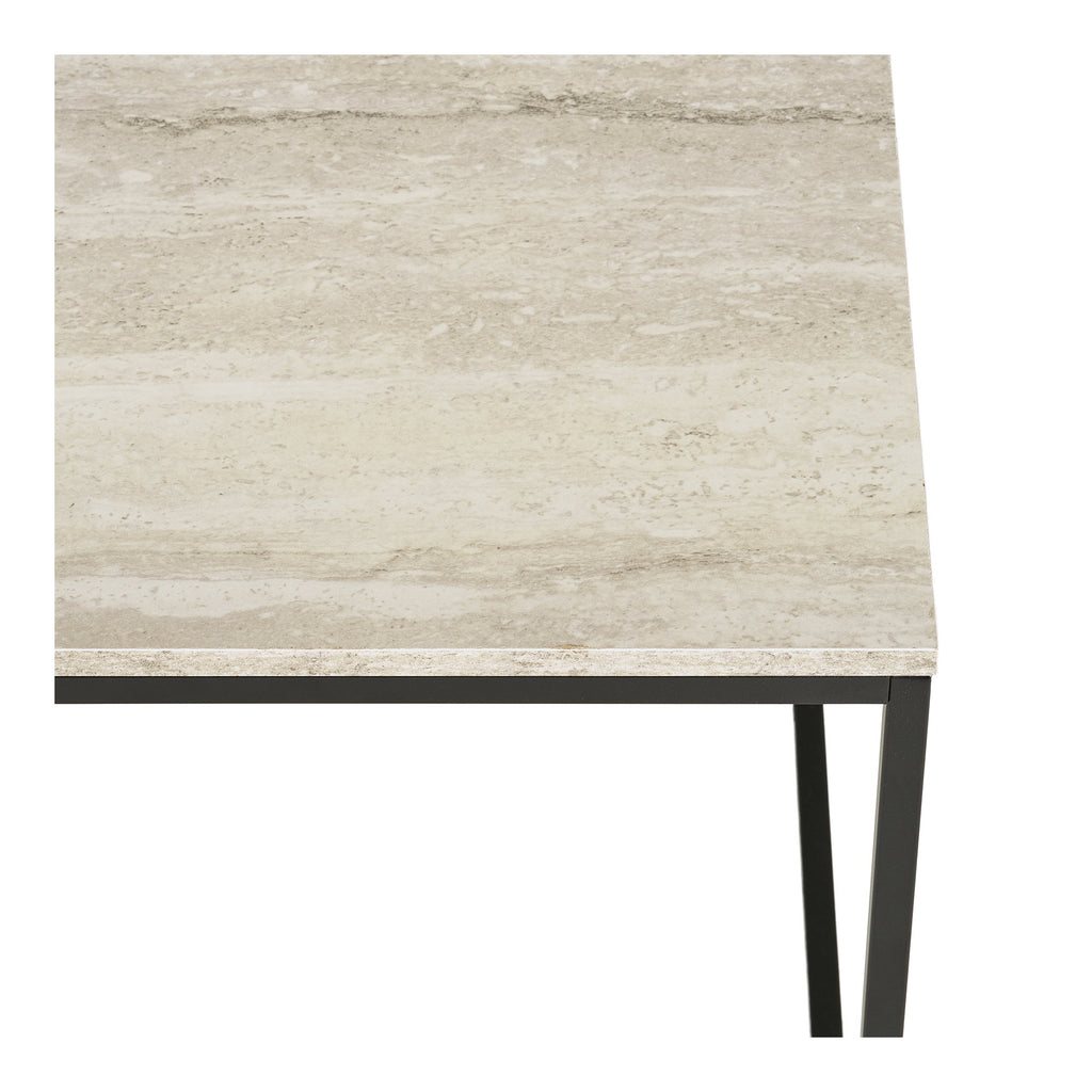 Vita – Soffbord i travertinlook med metallram