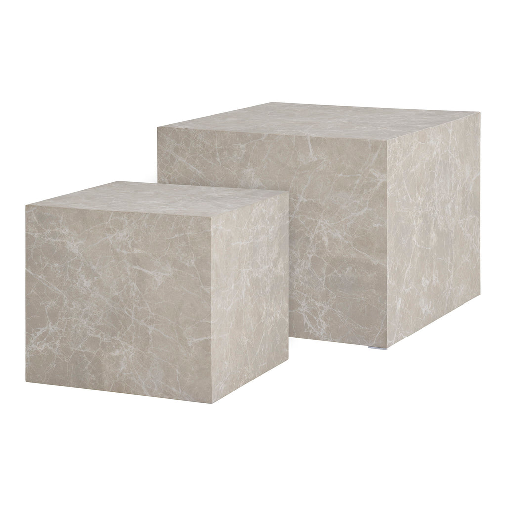 Bergamo – Soffbord i marmorlook, 2-pack