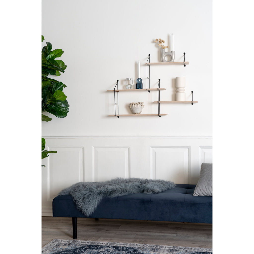 Etage – Vägghylla i stål och paulownia