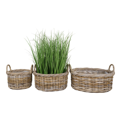 Bast – Korgar i kubu-rattan, set om 3