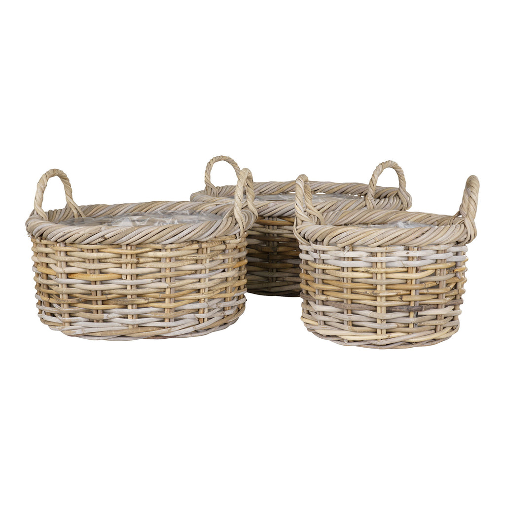 Bast – Korgar i kubu-rattan, set om 3