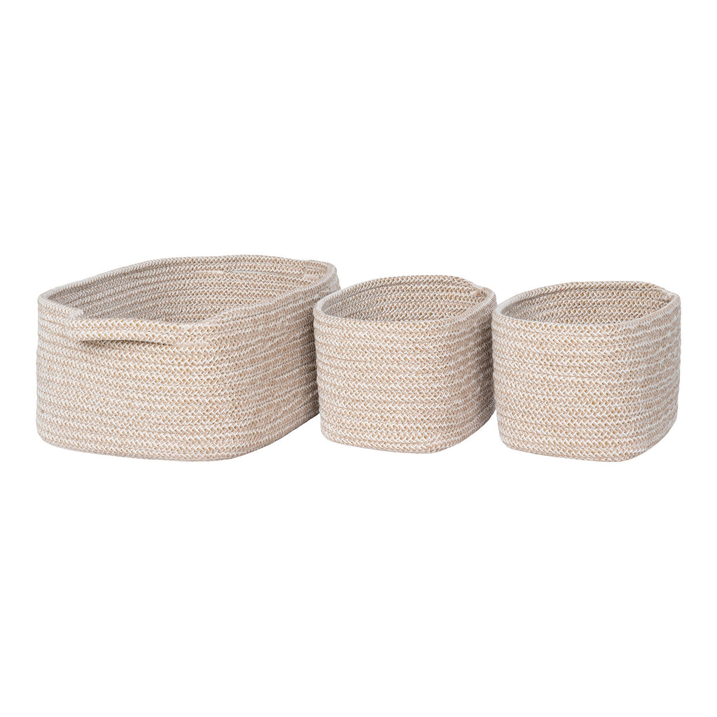 Teixo – Korgar i bomull, beige, 3-pack