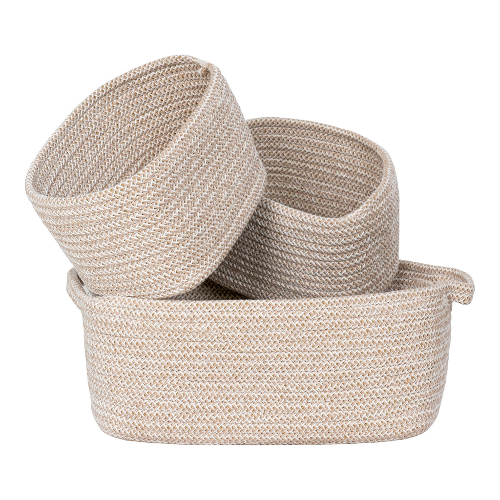 Teixo – Korgar i bomull, beige, 3-pack