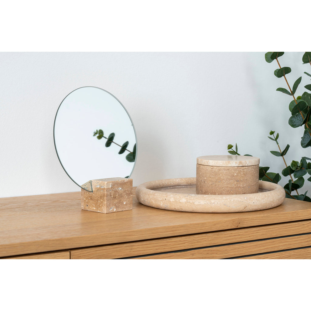 Luna – Rund bricka i travertin