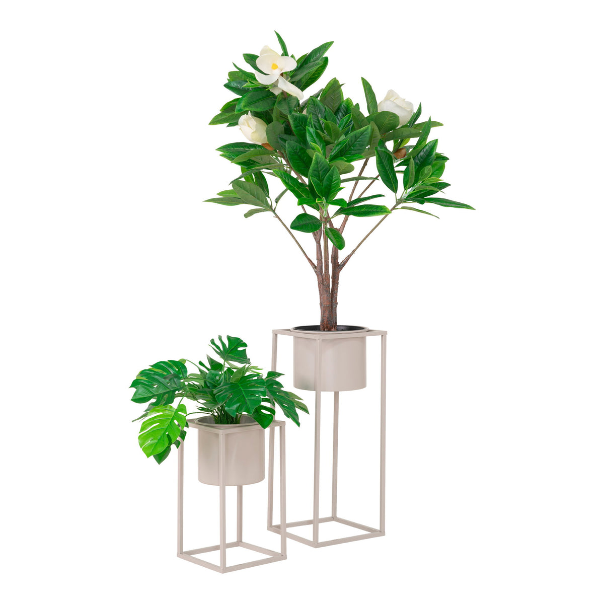 Greige – Blomkrukor i stål, set av 2